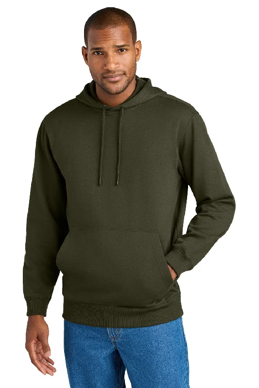 Men's organic sports hoodie-CornerStone Mens Tough Fleece Hooded Sweatshirt Hoodie w/ Pouch Pocket - Tundra Green - New