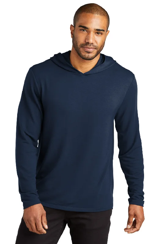 Men's gym-ready athletic hoodie-Port Authority Mens Microterry Snag Resistant Hooded Sweatshirt Hoodie - River Navy Blue