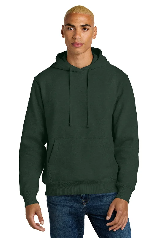 Men's non-iron fleece hoodie-District Mens V.I.T. Heavyweight Fleece Hooded Sweatshirt Hoodie w/ Pouch Pocket - Forest Green