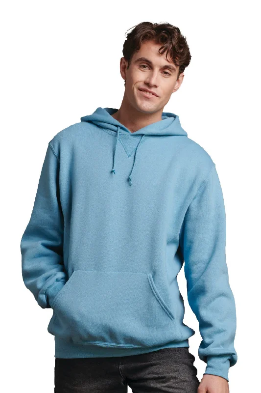 Men's weatherproof travel hoodie-Russell Athletic Mens Dri-Power Moisture Wicking Hooded Sweatshirt Hoodie w/ Pouch Pocket - Arctic Blue