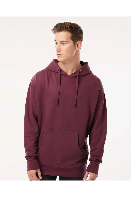 Men's sporty hiking hoodie-Independent Trading Co. Mens Hooded Sweatshirt Hoodie w/ Pouch Pocket - Maroon