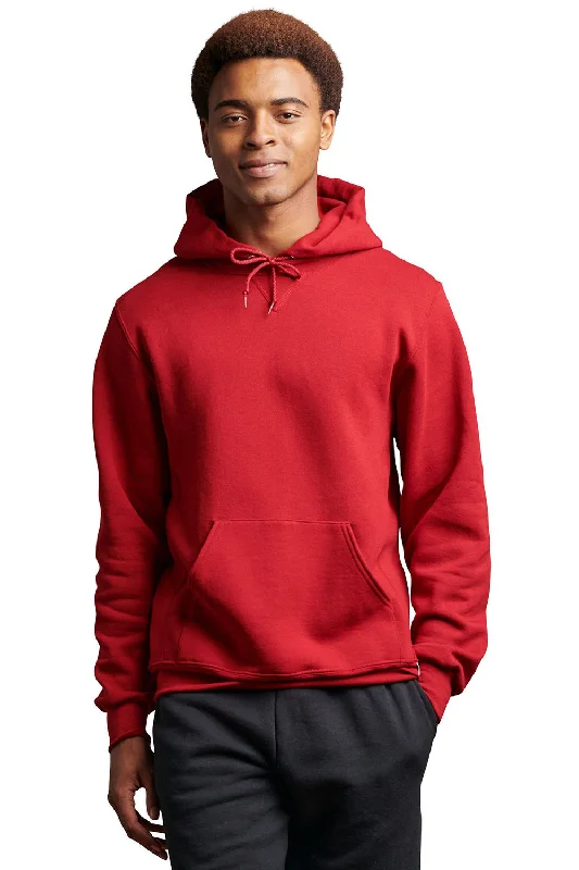 Men's sustainable outdoor hoodie-Russell Athletic Mens Dri-Power Moisture Wicking Hooded Sweatshirt Hoodie w/ Pouch Pocket - Cardinal Red - Closeout