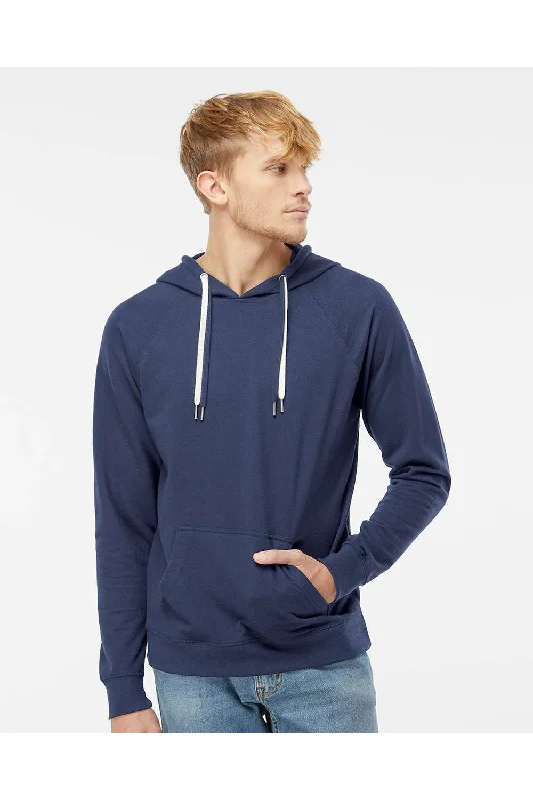 Men's weatherproof travel hoodie-Independent Trading Co. Mens Icon Loopback Terry Hooded Sweatshirt Hoodie w/ Pouch Pocket - Indigo Blue