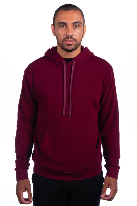 Men's lightweight sports hoodie-Next Level Mens Sueded French Terry Hooded Sweatshirt Hoodie w/ Pouch Pocket - Maroon