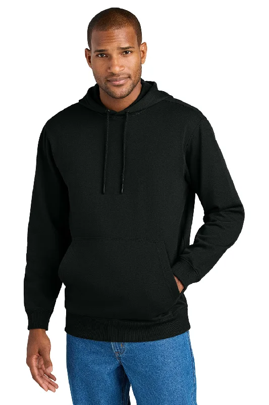 Men's relaxed fit workout hoodie-CornerStone Mens Tough Fleece Hooded Sweatshirt Hoodie w/ Pouch Pocket - Black - New