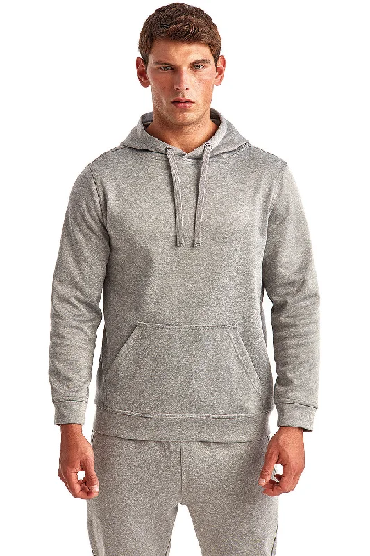 Men's organic cotton hoodie-TriDri Mens Moisture Wicking Hooded Sweatshirt Hoodie w/ Pouch Pocket - Grey Melange