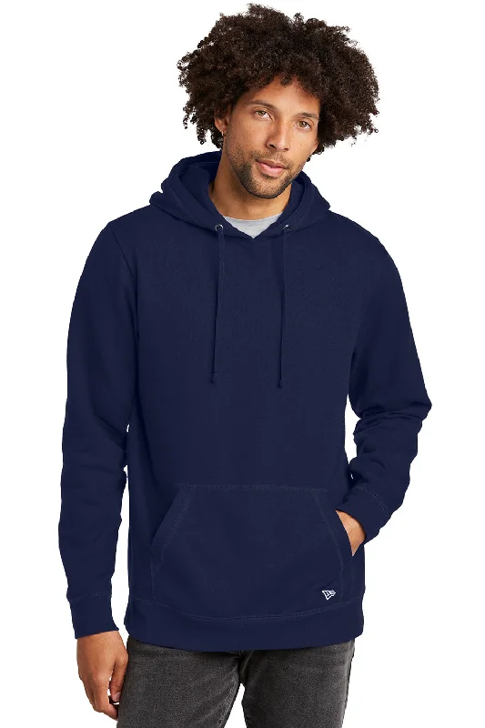 Men's adventure-ready sports hoodie-New Era Mens Comeback Fleece Hooded Sweatshirt Hoodie w/ Pouch Pocket - True Navy Blue