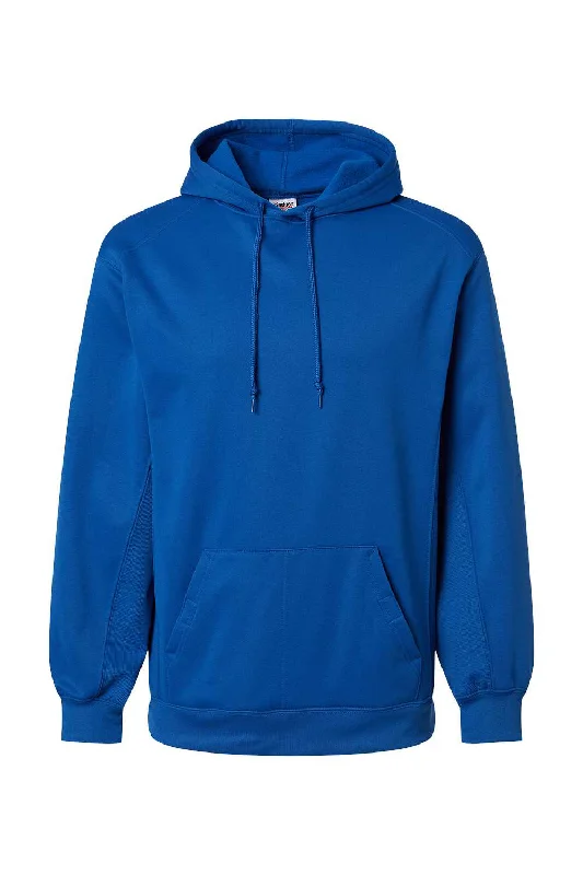 Men's eco-friendly casual hoodie-Badger Mens Performance Moisture Wicking Fleece Hooded Sweatshirt Hoodie w/ Pouch Pocket - Royal Blue