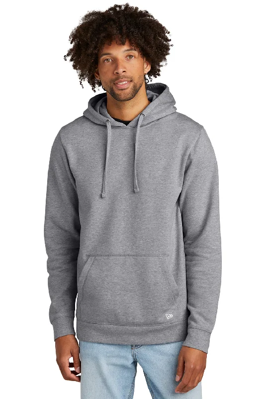 Men's comfortable workout hoodie-New Era Mens Comeback Fleece Hooded Sweatshirt Hoodie w/ Pouch Pocket - Heather Grey