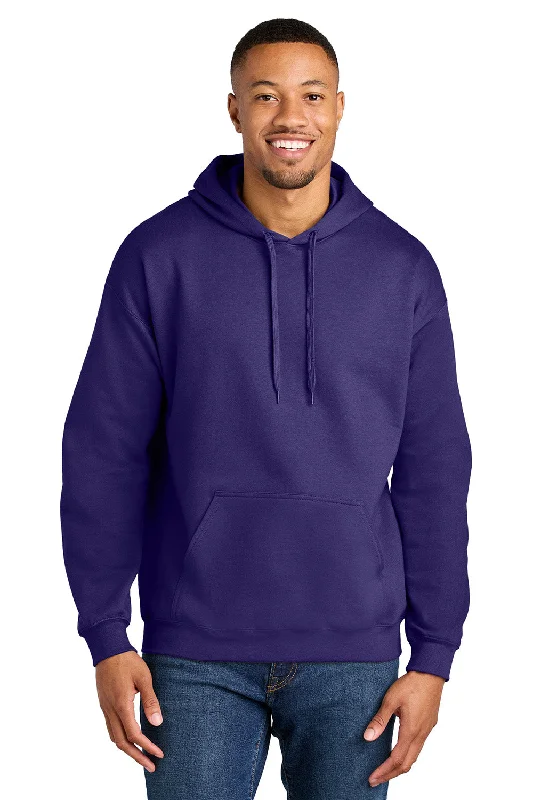 Men's lightweight travel hoodie-Gildan Mens Softstyle Hooded Sweatshirt Hoodie w/ Pouch Pocket - Purple