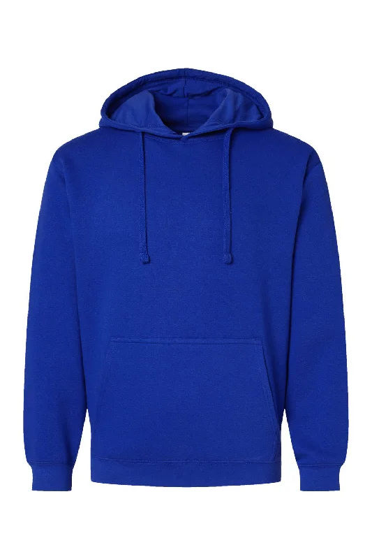 Men's gym-ready athletic hoodie-LAT Mens Elevated Fleece Basic Hooded Sweatshirt Hoodie w/ Pouch Pocket - Royal Blue