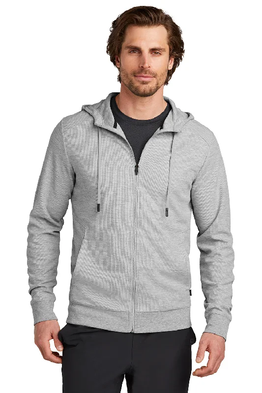 Men's breathable active hoodie-Ogio Mens Revive Full Zip Hooded Sweatshirt Hoodie w/ Pockets - Heather Light Grey