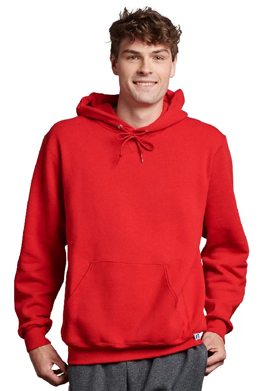 Men's lightweight hiking hoodie-Russell Athletic Mens Dri-Power Moisture Wicking Hooded Sweatshirt Hoodie w/ Pouch Pocket - True Red