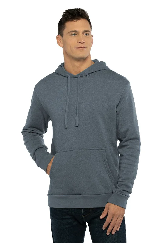 Men's pre-shrunk active hoodie-Next Level Mens Malibu Hooded Sweatshirt Hoodie w/ Pouch Pocket - Heather Slate Blue