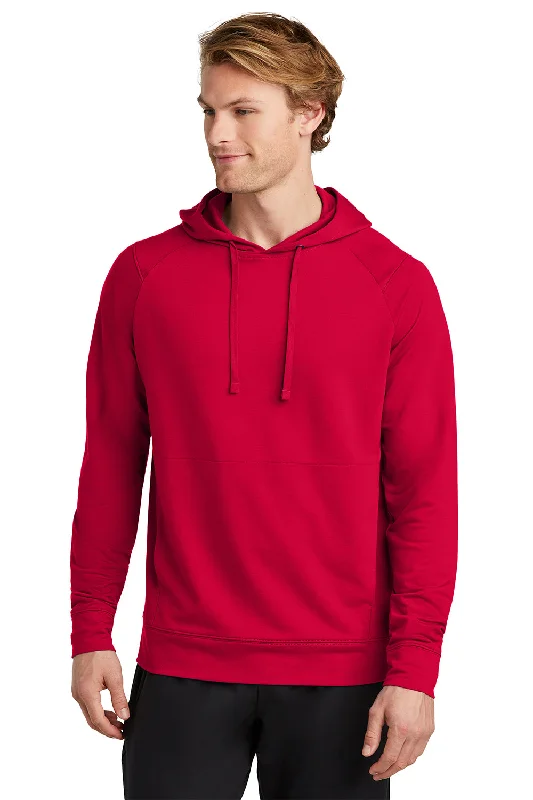 Men's antibacterial casual hoodie-Sport-Tek Mens Flex Fleece Moisture Wicking Hooded Sweatshirt Hoodie w/ Pockets - Deep Red