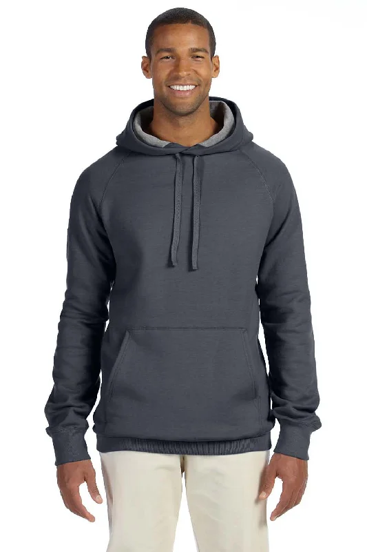 Men's sporty casual hoodie-Hanes Mens Nano Fleece Hooded Sweatshirt Hoodie w/ Pouch Pocket - Heather Charcoal Grey - Closeout