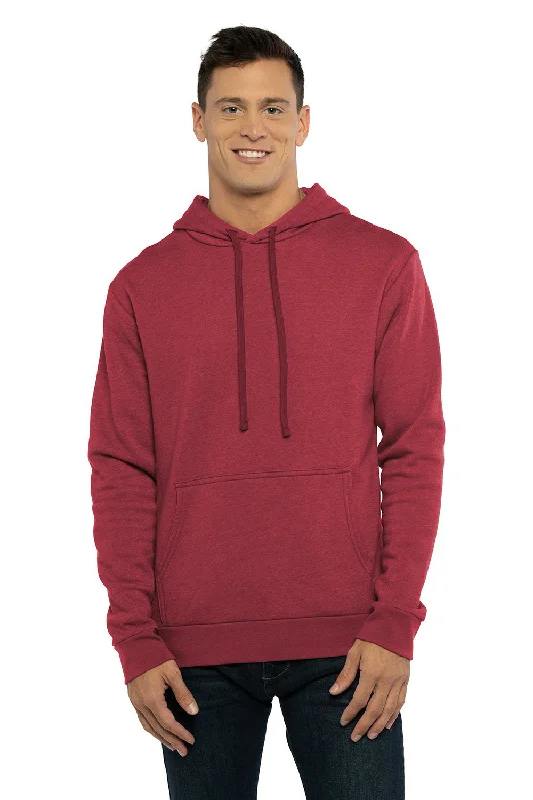 Men's sustainable casual hoodie-Next Level Mens Malibu Hooded Sweatshirt Hoodie w/ Pouch Pocket - Heather Cardinal Red