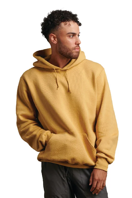 Men's wrinkle-resistant sports hoodie-Russell Athletic Mens Dri-Power Moisture Wicking Hooded Sweatshirt Hoodie w/ Pouch Pocket - Almond