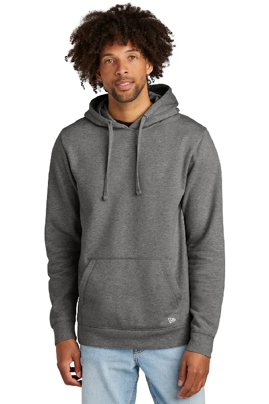 Men's eco-friendly casual hoodie-New Era Mens Comeback Fleece Hooded Sweatshirt Hoodie w/ Pouch Pocket - Heather Dark Grey