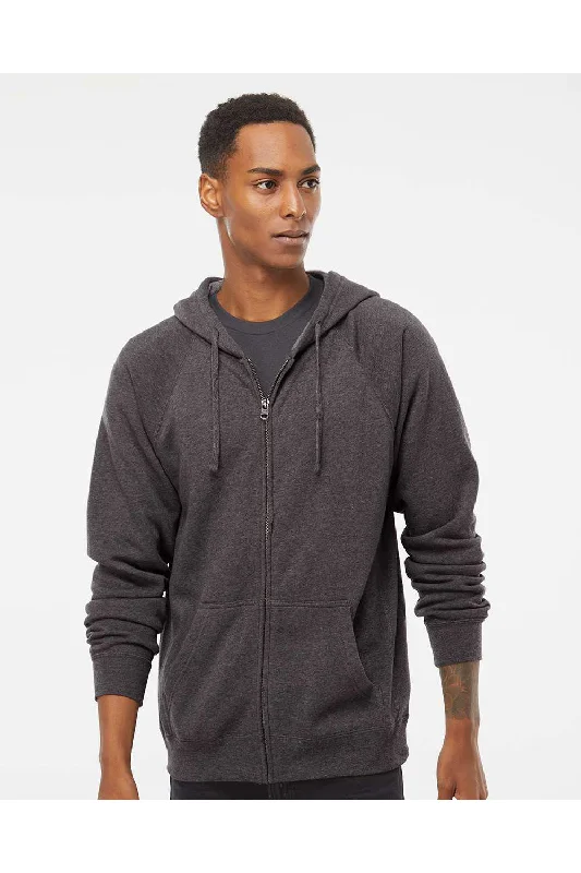 Men's antibacterial gym hoodie-Independent Trading Co. Mens Special Blend Raglan Full Zip Hooded Sweatshirt Hoodie w/ Pockets - Carbon Grey