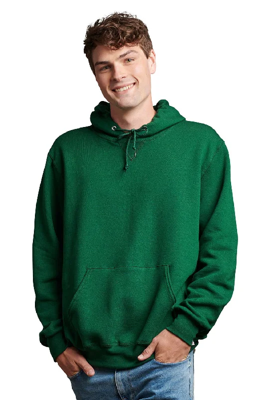 Men's summer active hoodie-Russell Athletic Mens Dri-Power Moisture Wicking Hooded Sweatshirt Hoodie w/ Pouch Pocket - Dark Green