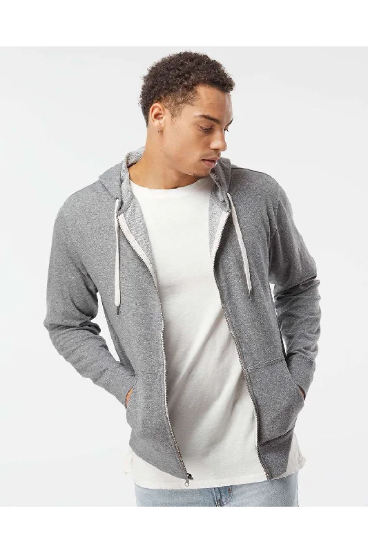 Men's eco-conscious gym hoodie-Independent Trading Co. Mens French Terry Full Zip Hooded Sweatshirt Hoodie w/ Pockets - Salt & Pepper Grey