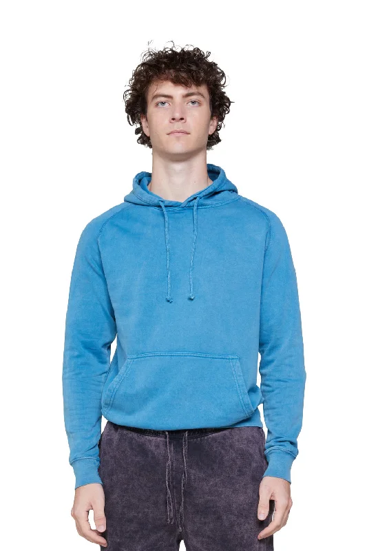 Men's ultra-breathable streetwear hoodie-Lane Seven Mens Vintage Raglan Hooded Sweatshirt Hoodie w/ Pouch Pocket - Vintage Lake Blue