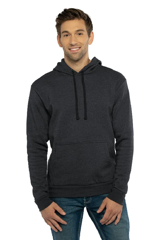 Men's relaxed fit sports hoodie-Next Level Mens Malibu Hooded Sweatshirt Hoodie w/ Pouch Pocket - Heather Midnight Navy Blue