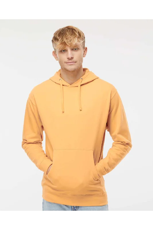 Men's relaxed fit sports hoodie-Independent Trading Co. Mens Hooded Sweatshirt Hoodie w/ Pouch Pocket - Peach