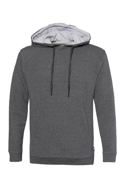 Men's quick-dry hiking hoodie-Badger Mens FitFlex Moisture Wicking Hooded Sweatshirt Hoodie w/ Pouch Pocket - Charcoal Grey - Closeout