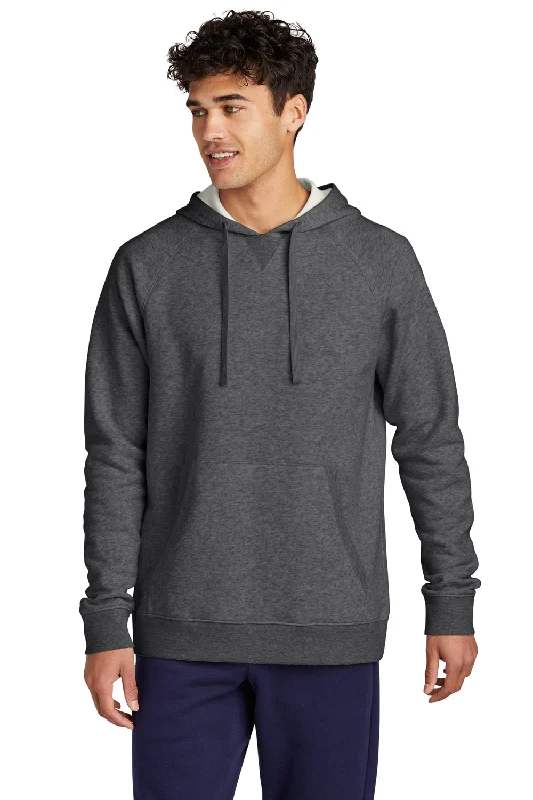 Men's breathable casual hoodie-Sport-Tek Mens Drive Fleece Hooded Sweatshirt Hoodie w/ Pouch Pocket - Heather Graphite Grey