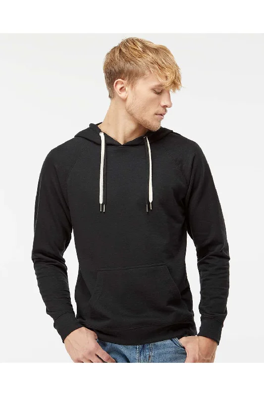 Men's comfortable casual hoodie-Independent Trading Co. Mens Icon Loopback Terry Hooded Sweatshirt Hoodie w/ Pouch Pocket - Black