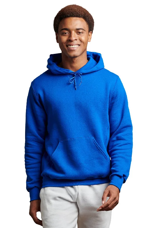 Men's modern athletic hoodie-Russell Athletic Mens Dri-Power Moisture Wicking Hooded Sweatshirt Hoodie w/ Pouch Pocket - Royal Blue