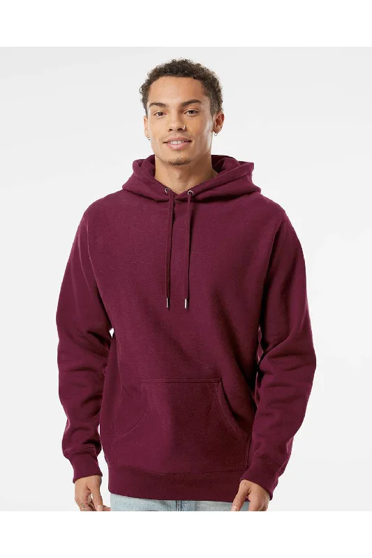 Men's gym performance zip-up hoodie-Independent Trading Co. Mens Legend Hooded Sweatshirt Hoodie w/ Pouch Pocket - Maroon