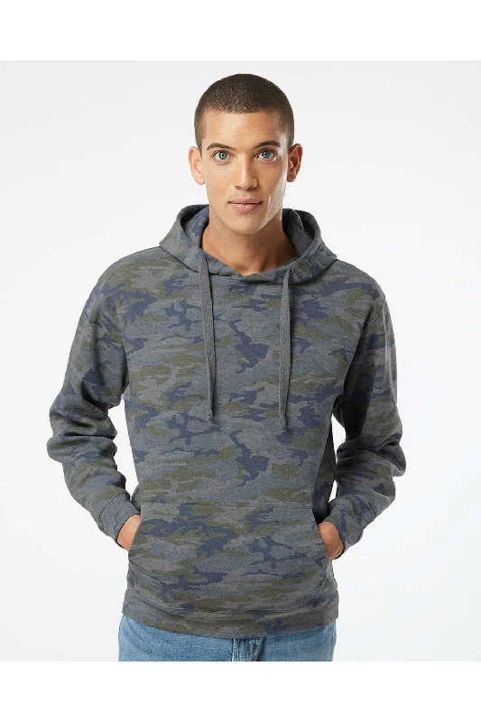 Men's fashionable zip-up hoodie-LAT Mens Elevated Fleece Basic Hooded Sweatshirt Hoodie w/ Pouch Pocket - Vintage Camo