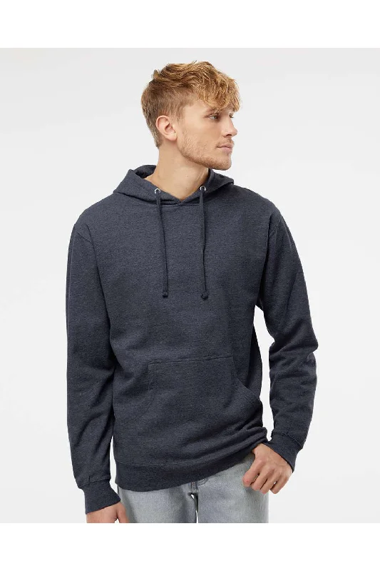 Men's comfortable streetwear hoodie-Independent Trading Co. Mens Hooded Sweatshirt Hoodie w/ Pouch Pocket - Heather Classic Navy Blue