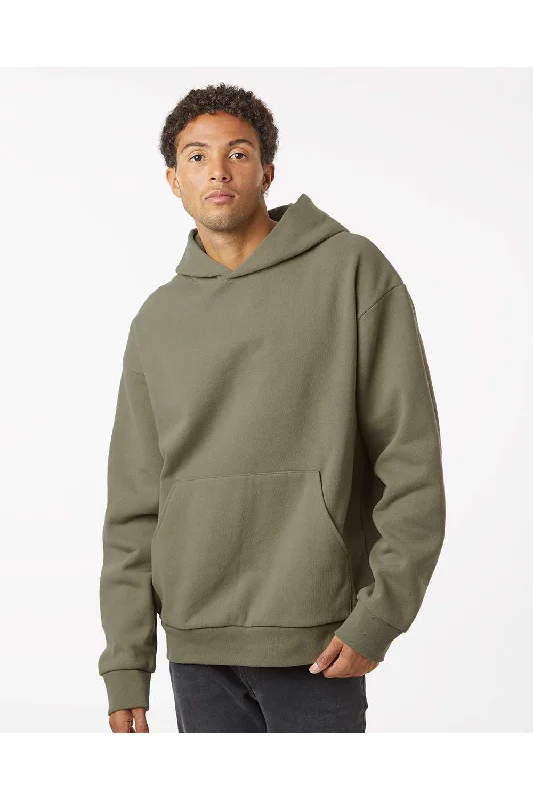 Men's sustainable outdoor hoodie-Independent Trading Co. Mens Mainstreet Hooded Sweatshirt Hoodie w/ Pouch Pocket - Olive Green