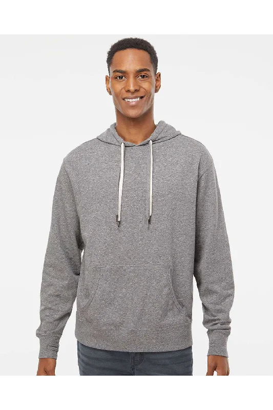 Men's organic running hoodie-Independent Trading Co. Mens French Terry Hooded Sweatshirt Hoodie w/ Pouch Pocket - Salt & Pepper Grey - Closeout