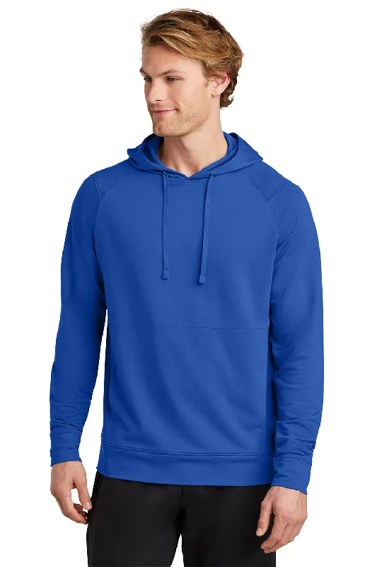 Men's weather-resistant active hoodie-Sport-Tek Mens Flex Fleece Moisture Wicking Hooded Sweatshirt Hoodie w/ Pockets - True Royal Blue