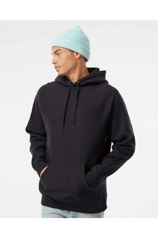 Men's pre-washed casual hoodie-Independent Trading Co. Mens Legend Hooded Sweatshirt Hoodie w/ Pouch Pocket - Black