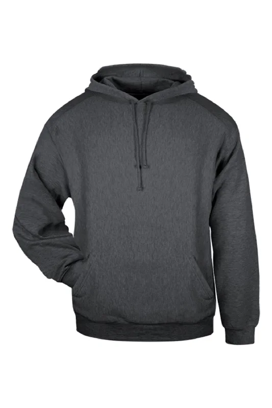 Men's performance gym hoodie-Badger Mens Hooded Sweatshirt Hoodie w/ Pouch Pocket - Charcoal Grey