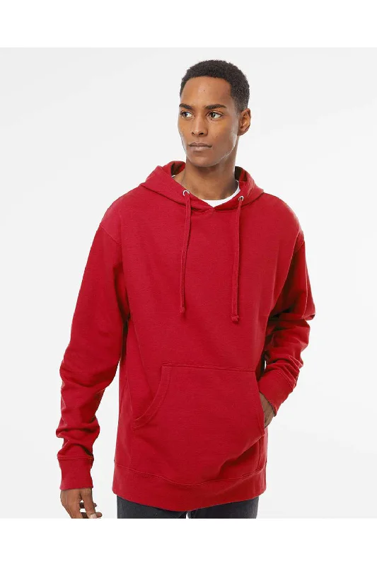 Men's quick-dry gym hoodie-Independent Trading Co. Mens Hooded Sweatshirt Hoodie w/ Pouch Pocket - Red