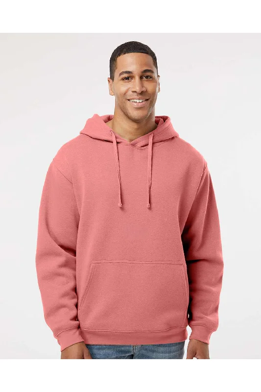 Men's modern streetwear hoodie-LAT Mens Elevated Fleece Basic Hooded Sweatshirt Hoodie w/ Pouch Pocket - Mauvelous Pink