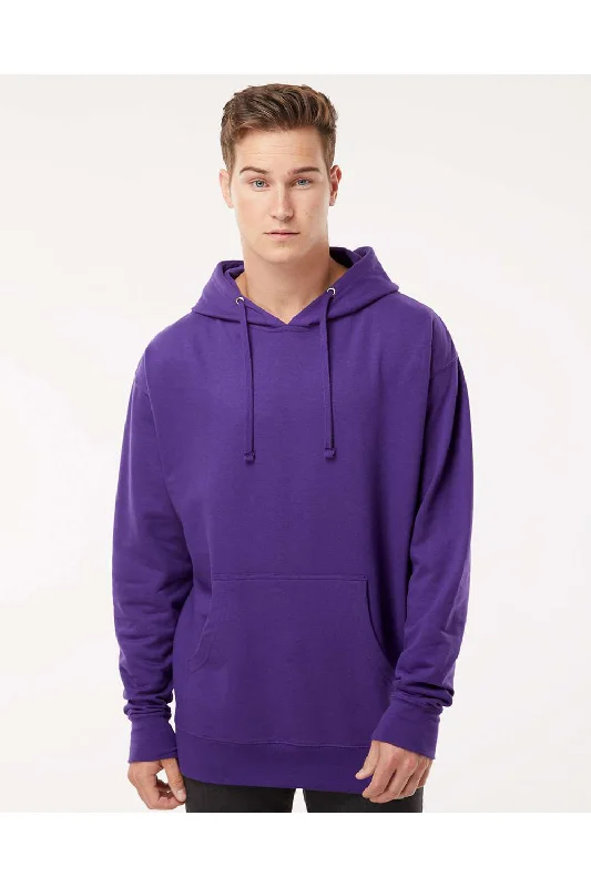 Men's versatile running hoodie-Independent Trading Co. Mens Hooded Sweatshirt Hoodie w/ Pouch Pocket - Purple