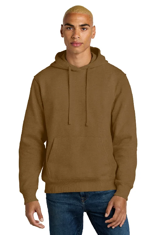 Men's organic cotton hoodie-District Mens V.I.T. Heavyweight Fleece Hooded Sweatshirt Hoodie w/ Pouch Pocket - Duck Brown