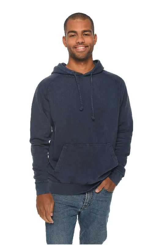 Men's versatile workout hoodie-Lane Seven Mens Vintage Raglan Hooded Sweatshirt Hoodie w/ Pouch Pocket - Vintage Denim Blue