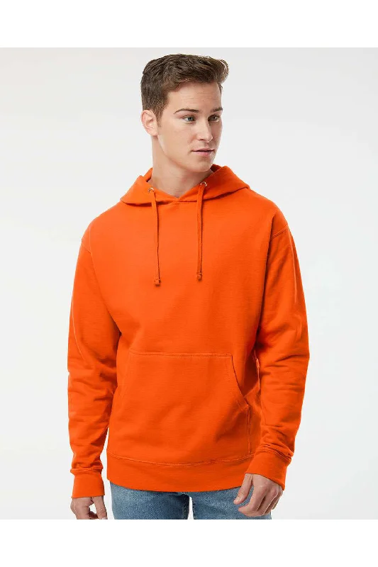 Men's weather-resistant active hoodie-Independent Trading Co. Mens Hooded Sweatshirt Hoodie w/ Pouch Pocket - Orange