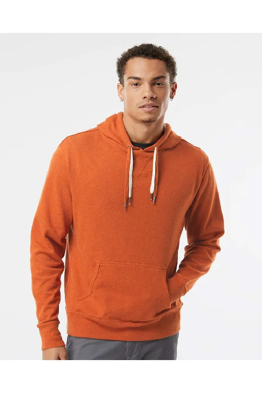 Men's relaxed fit sports hoodie-Independent Trading Co. Mens French Terry Hooded Sweatshirt Hoodie w/ Pouch Pocket - Heather Burnt Orange - Closeout