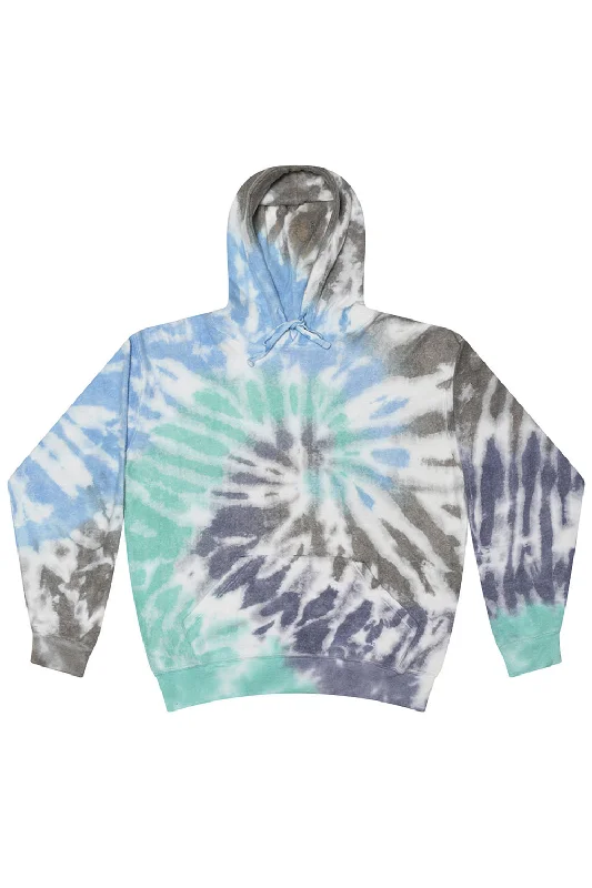 Men's pre-shrunk active hoodie-Tie-Dye Mens Cloud Hooded Sweatshirt Hoodie w/ Pouch Pocket - Glacier