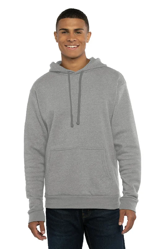 Men's sporty hiking hoodie-Next Level Mens Malibu Hooded Sweatshirt Hoodie w/ Pouch Pocket - Heather Grey